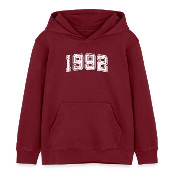Année 1992, 30 ans, cadeau de 30e anniversaire - Sweat à capuche enfant bio Stanley/Stella - bordeaux - Devant - AI Model Kid Female (0cm)