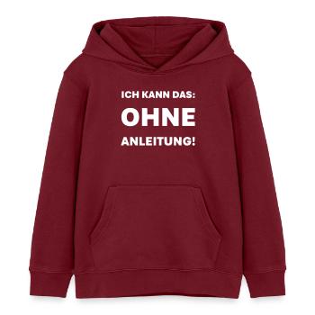 Ich kann das ohne Anleitung - Kinder Organic Hoodie Mini Cruiser von Stanley/Stella - Burgunderrot - Vorne - AI Model Kid Female (0cm)