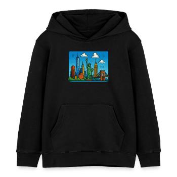 Ville de New York - Sweat à capuche enfant bio Stanley/Stella - noir - Devant - AI Model Kid Male (0cm)