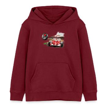 A fond la Caisse F1! - Sweat à capuche enfant bio Stanley/Stella - bordeaux - Devant - AI Model Kid Female (0cm)