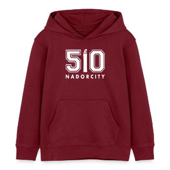 Plaque d’immatriculation Nador ا 50 - Sweat à capuche enfant bio Stanley/Stella - bordeaux - Devant - AI Model Kid Female (0cm)