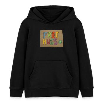 free hugs - Kids Organic Hoodie by Stanley/Stella - black - Front - AI Model Kid Male (0cm)