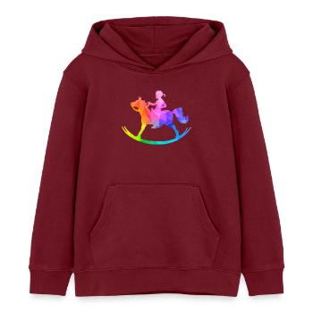 Fille sur cheval à bascule polygonhorses - Sweat à capuche enfant bio Stanley/Stella - bordeaux - Devant - AI Model Kid Female (0cm)