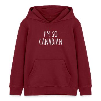 I'M SO CANADIAN Kanadisch Kanada - Kinder Organic Hoodie Mini Cruiser von Stanley/Stella - Burgunderrot - Vorne - AI Model Kid Female (0cm)