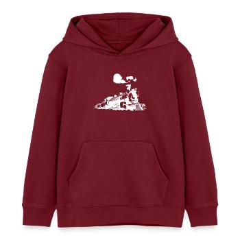 Dampflokomotive - Kinder Organic Hoodie Mini Cruiser von Stanley/Stella - Burgunderrot - Vorne - AI Model Kid Female (0cm)