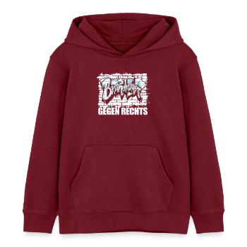 Brandmauer - Gegen Rechts, gegen Hetze - Kinder Organic Hoodie Mini Cruiser von Stanley/Stella - Burgunderrot - Vorne - AI Model Kid Female (0cm)