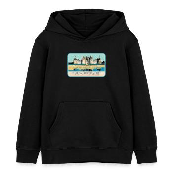 Illustration Château Chambord, Vallée Loire - Sweat à capuche enfant bio Stanley/Stella - noir - Devant - AI Model Kid Male (0cm)