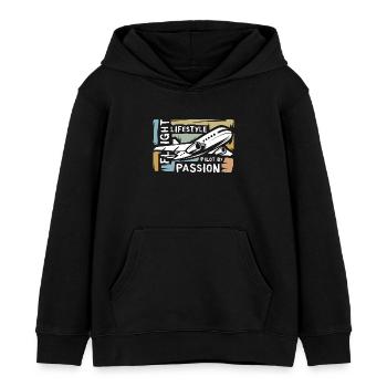 Pilot by Passion - vintage Flugzeug Collage - Kinder Organic Hoodie Mini Cruiser von Stanley/Stella - Schwarz - Vorne - AI Model Kid Male (0cm)