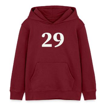 29 - Kinder Organic Hoodie Mini Cruiser von Stanley/Stella - Burgunderrot - Vorne - AI Model Kid Female (0cm)