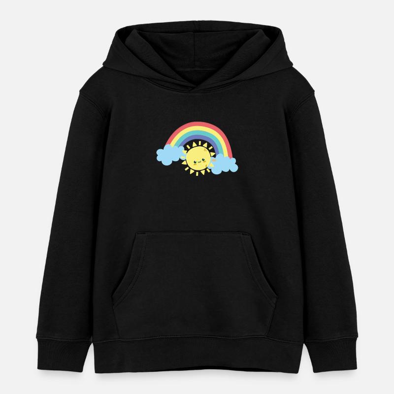 Sourire arc-en-ciel ensoleillé Doodle - Sweat à capuche enfant bio Stanley/Stella - noir