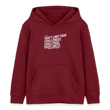 Begrenze deine Herausforderungen nicht – Sports White - Kinder Organic Hoodie Mini Cruiser von Stanley/Stella - Burgunderrot - Vorne - AI Model Kid Female (0cm)