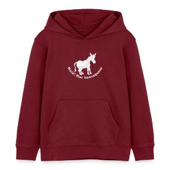 Witziger Esel Humor – Stur? Nein, nur konsequent - Kinder Organic Hoodie Mini Cruiser von Stanley/Stella - Burgunderrot - Vorne - AI Model Kid Female (0cm)