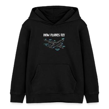 Wie Flugzeuge fliegen Kühner Humor eines Luftfahrtingenieurs - Kinder Organic Hoodie Mini Cruiser von Stanley/Stella - Schwarz - Vorne - AI Model Kid Male (0cm)