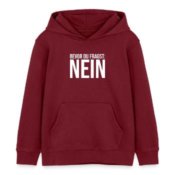 Before you ask: No - Kids Organic Hoodie by Stanley/Stella - burgundy - Front - AI Model Kid Female (0cm)