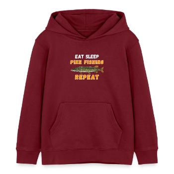 Eat, Sleep Hechtfischen Wiederholen Angler Geschenk - Kinder Organic Hoodie Mini Cruiser von Stanley/Stella - Burgunderrot - Vorne - AI Model Kid Female (0cm)
