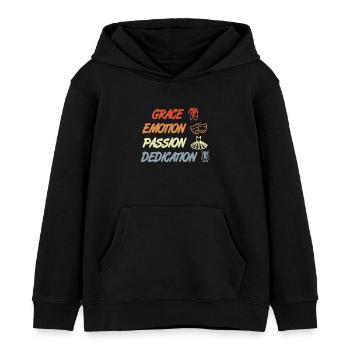 Grâce, Émotion, Passion, Dédicace - Sweat à capuche enfant bio Stanley/Stella - noir - Devant - AI Model Kid Male (0cm)