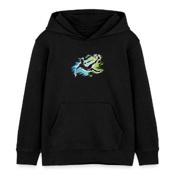 Dynamischer Fußballer - Fußball Bicycle Kick - Kinder Organic Hoodie Mini Cruiser von Stanley/Stella - Schwarz - Vorne - AI Model Kid Male (0cm)