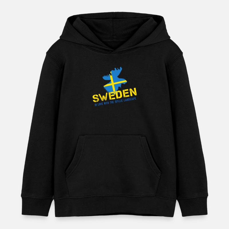 Schweden Suède - Sweat à capuche enfant bio Stanley/Stella - noir