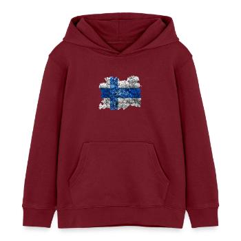 Drapeau de la Finlande Vintage - Sweat à capuche enfant bio Stanley/Stella - bordeaux - Devant - AI Model Kid Female (0cm)