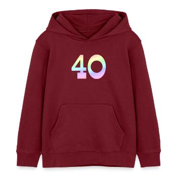 Geburtstagsgeschenk, 40 pastell Verlauf - Kinder Organic Hoodie Mini Cruiser von Stanley/Stella - Burgunderrot - Vorne - AI Model Kid Female (0cm)