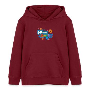 Neuro Sparkly Blume Regenbogen Typografie - Kinder Organic Hoodie Mini Cruiser von Stanley/Stella - Burgunderrot - Vorne - AI Model Kid Female (0cm)