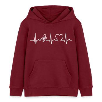 Scorpio - Poison Stinger - Pulse - Heart Curve - ECG - Kids Organic Hoodie by Stanley/Stella - burgundy - Front - AI Model Kid Female (0cm)