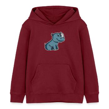 rhinocéros - Sweat à capuche enfant bio Stanley/Stella - bordeaux - Devant - AI Model Kid Female (0cm)