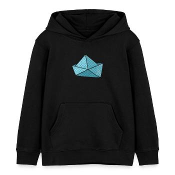 Bateau en papier hangar à poissons prêt pour les vacances bateau de navire - Sweat à capuche enfant bio Stanley/Stella - noir - Devant - AI Model Kid Male (0cm)