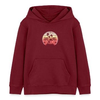 Tropische Sonnenuntergang Palmen Silhouette - Kinder Organic Hoodie Mini Cruiser von Stanley/Stella - Burgunderrot - Vorne - AI Model Kid Female (0cm)