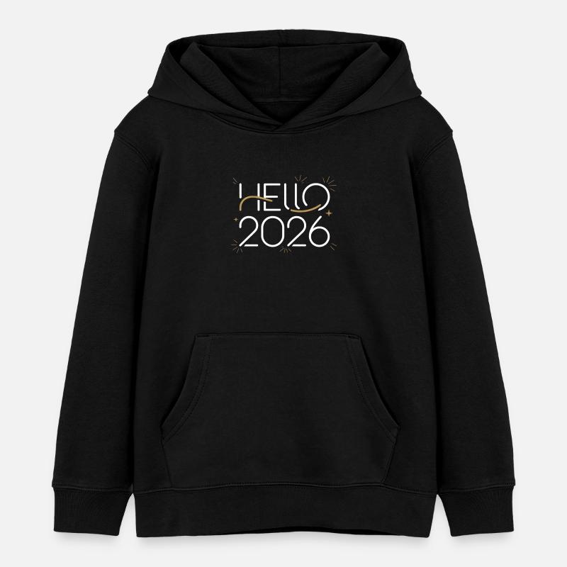 Bonjour à la Célébration Néon 2026 - Sweat à capuche enfant bio Stanley/Stella - noir