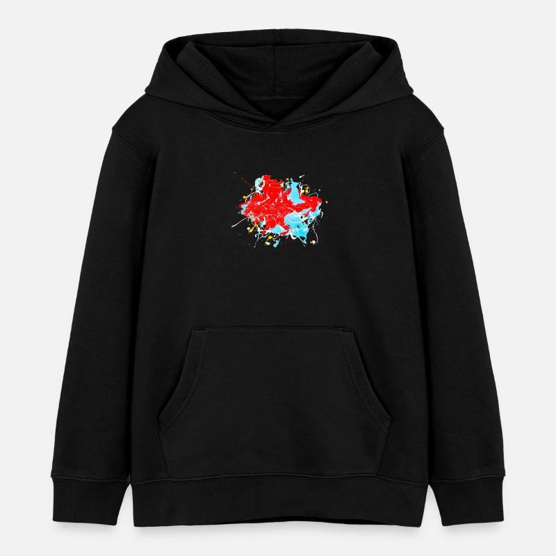 Bleu clair.Éclaboussure - Sweat à capuche enfant bio Stanley/Stella - noir