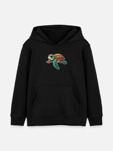 Schildkröte - Kinder Organic Hoodie Mini Cruiser von Stanley/Stella - Schwarz