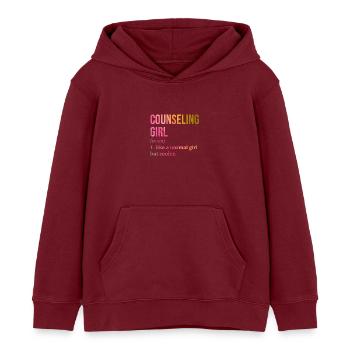 conseiller - Sweat à capuche enfant bio Stanley/Stella - bordeaux - Devant - AI Model Kid Female (0cm)