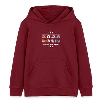 2026 Will Be My Year - Kids Organic Hoodie by Stanley/Stella - burgundy - Front - AI Model Kid Female (0cm)