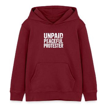 Militant pacifique non rémunéré déclarant Manifestation - Sweat à capuche enfant bio Stanley/Stella - bordeaux - Devant - AI Model Kid Female (0cm)