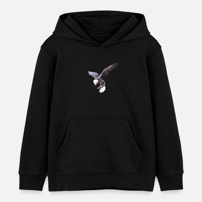 L’aigle en piqué - Sweat à capuche enfant bio Stanley/Stella - noir