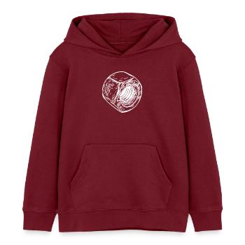 Große Schraubenmutter mit vintage Oberfläche - Kinder Organic Hoodie Mini Cruiser von Stanley/Stella - Burgunderrot - Vorne - AI Model Kid Female (0cm)