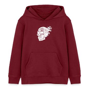 Brennender Tattoo Feuer Schädel - Kinder Organic Hoodie Mini Cruiser von Stanley/Stella - Burgunderrot - Vorne - AI Model Kid Female (0cm)
