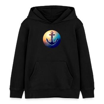 Anchor Sunset Round - Sweat à capuche enfant bio Stanley/Stella - noir - Devant - AI Model Kid Male (0cm)