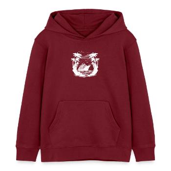Palm trees in sunset with cruise ship - Kids Organic Hoodie by Stanley/Stella - burgundy - Front - AI Model Kid Female (0cm)