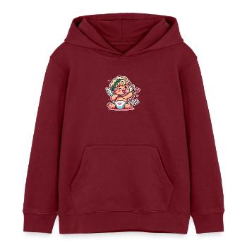 Funny Cartoon Cupid with Bow Arrow - Kids Organic Hoodie by Stanley/Stella - burgundy - Front - AI Model Kid Female (0cm)