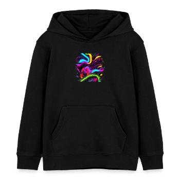 Neon Style 80s Retro Party Color Glow - Kinder Organic Hoodie Mini Cruiser von Stanley/Stella - Schwarz - Vorne - AI Model Kid Male (0cm)