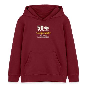 50. Geburtstag Bequeme modische Hausschuhe - Kinder Organic Hoodie Mini Cruiser von Stanley/Stella - Burgunderrot - Vorne - AI Model Kid Female (0cm)