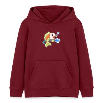 Fish Firefighter Fire Hose Fire Hose Fire Brigade - Kids Organic Hoodie by Stanley/Stella - burgundy - Front - AI Model Kid Female (0cm)