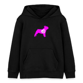 Mops Silhouette Herz Hunde Fan Liebe Love mögen - Kinder Organic Hoodie Mini Cruiser von Stanley/Stella - Schwarz - Vorne - AI Model Kid Male (0cm)