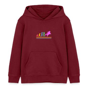 Évolution des courses de chevaux - Sweat à capuche enfant bio Stanley/Stella - bordeaux - Devant - AI Model Kid Female (0cm)