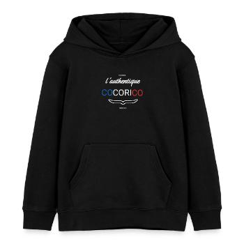 Cocorico – Design Français Minimaliste - Sweat à capuche enfant bio Stanley/Stella - noir - Devant - AI Model Kid Male (0cm)