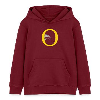 letter O - Kids Organic Hoodie by Stanley/Stella - burgundy - Front - AI Model Kid Female (0cm)