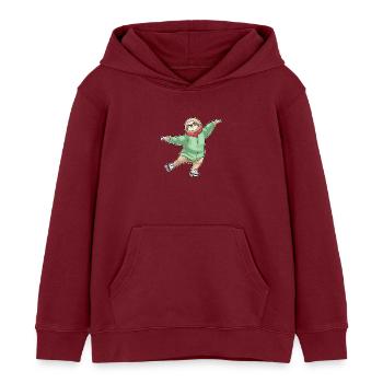Patins à glace paresseux - Sweat à capuche enfant bio Stanley/Stella - bordeaux - Devant - AI Model Kid Female (0cm)
