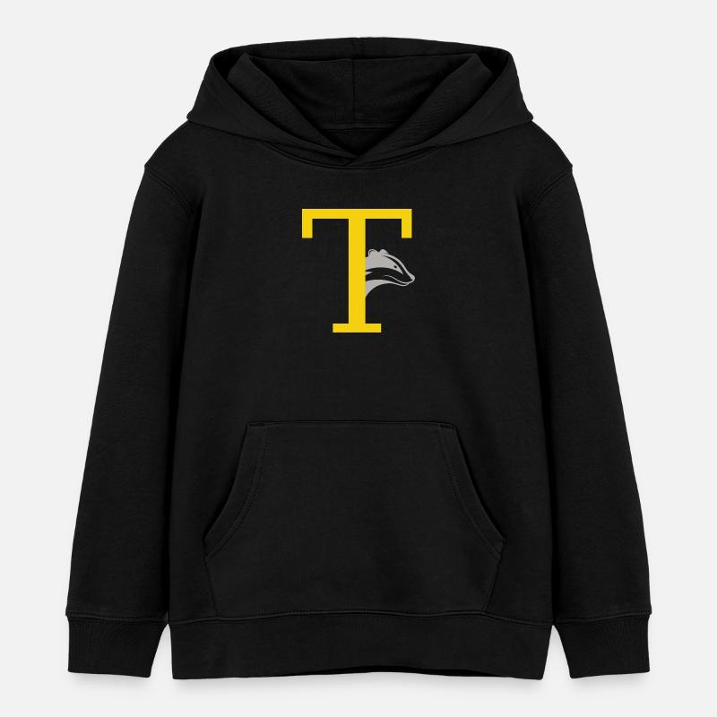 lettre T - Sweat à capuche enfant bio Stanley/Stella - noir